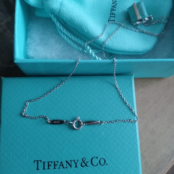 Tiffany & Co Sterling Silver Blue Enamel Gift Box Chain Pendant Necklace. - Picture 5 of 7
